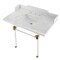 Kingston Brass 36 Carrara Marble Console Sink with Acrylic Legs, Marble WhiteBrushed Brass LMS3630MASQ7 - alternate 1
